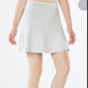 BCBGMaxAzria Knit Jacquard Queeny A-Line Skirt White Black Size Small